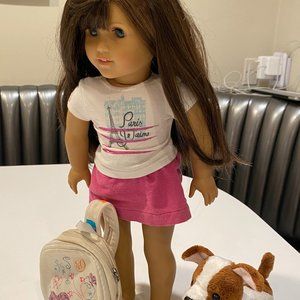 AMERICAN GIRL DOLL GRACE THOMAS, DOG & BACKPACK